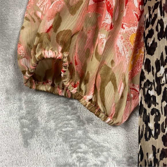 Style & Co Embroidered Leopard Paisley Print Sheer Peasant Blouse Size XL - Picture 4 of 9